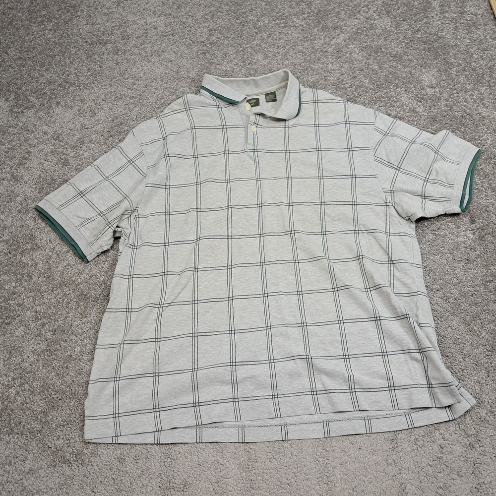 Dockers Golf Mens XL Vintage Gray Grid Short Sleeve Cotton Polo Shirt 7805